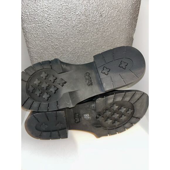 Coach Biker Combat Goth Mid Black Leather Calf Round Toe Lace up Combat Boots - Picture 6 of 12